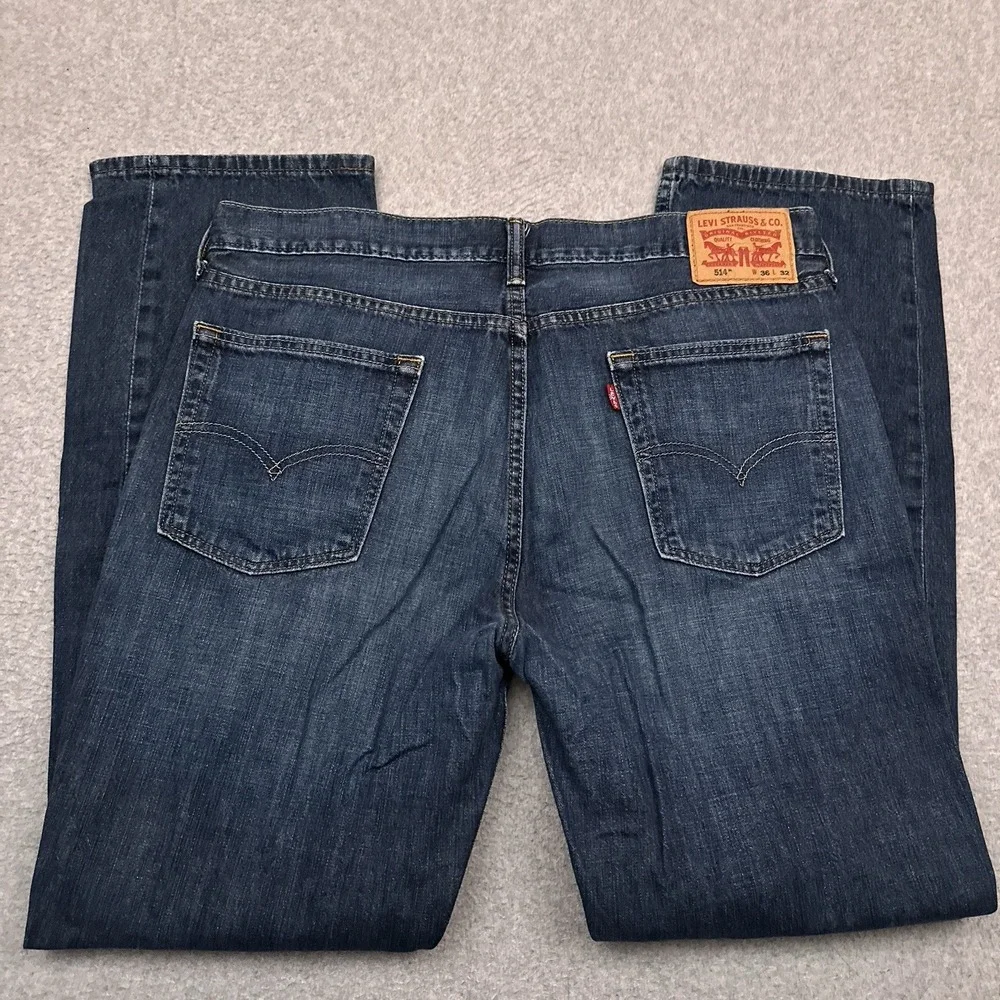 Levi's 514 Jeans Men's 36x32 Blue Slim Straight‎ Denim 100% Cotton Medium Wash